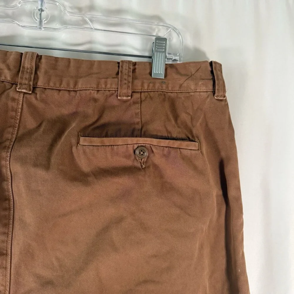 J. Crew Sun Faded Pants Men's 36x32 Brown Flat Front Chino Slash Pockets